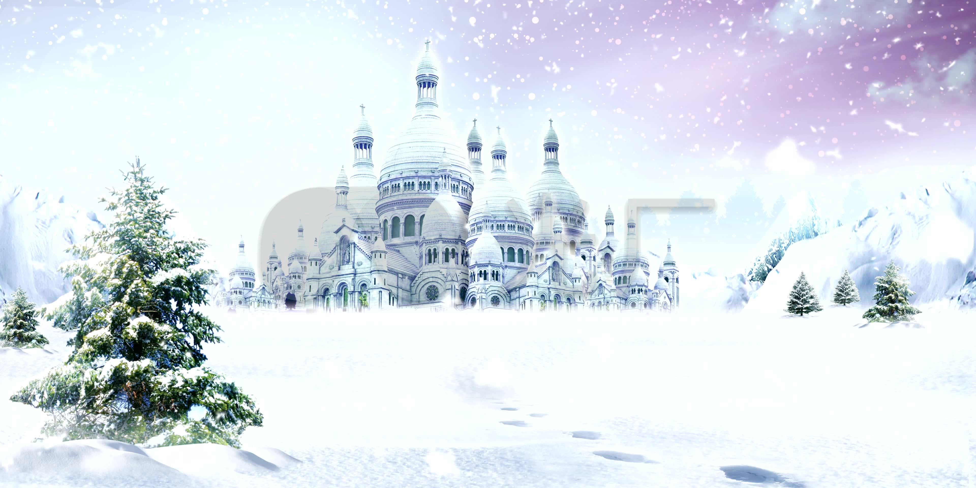 4k冰雪奇缘城堡背景_3840x1920_高清视频素材下载(:)