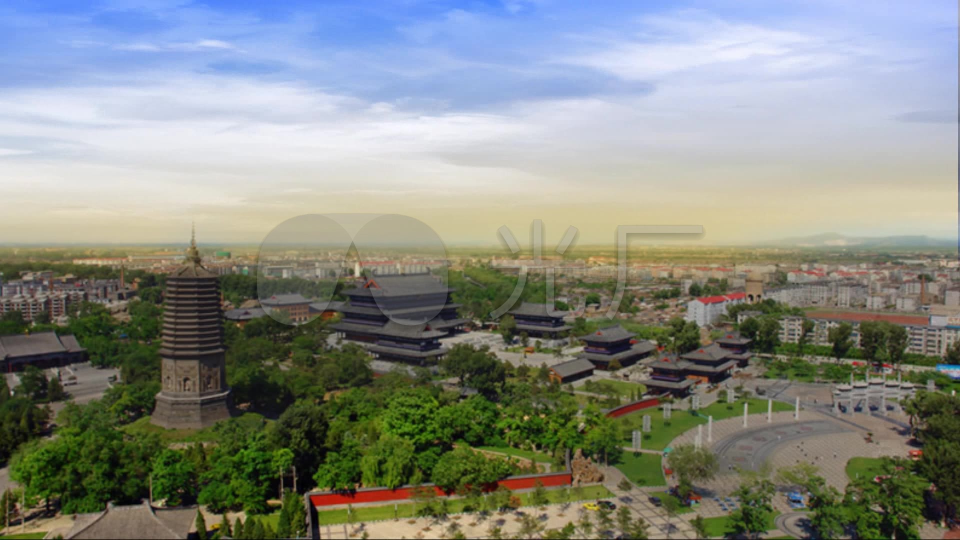 美丽的辽宁朝阳市标志建筑全景_1920x1080_高清视频