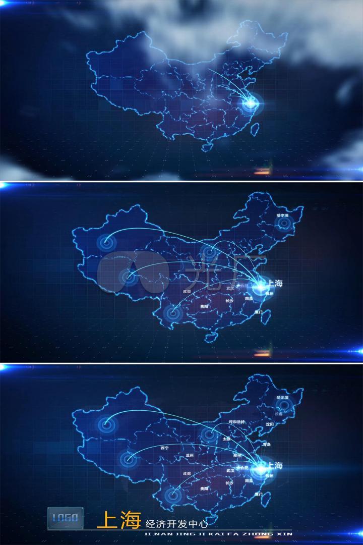 上海市中国地图辐射(无需插件)
