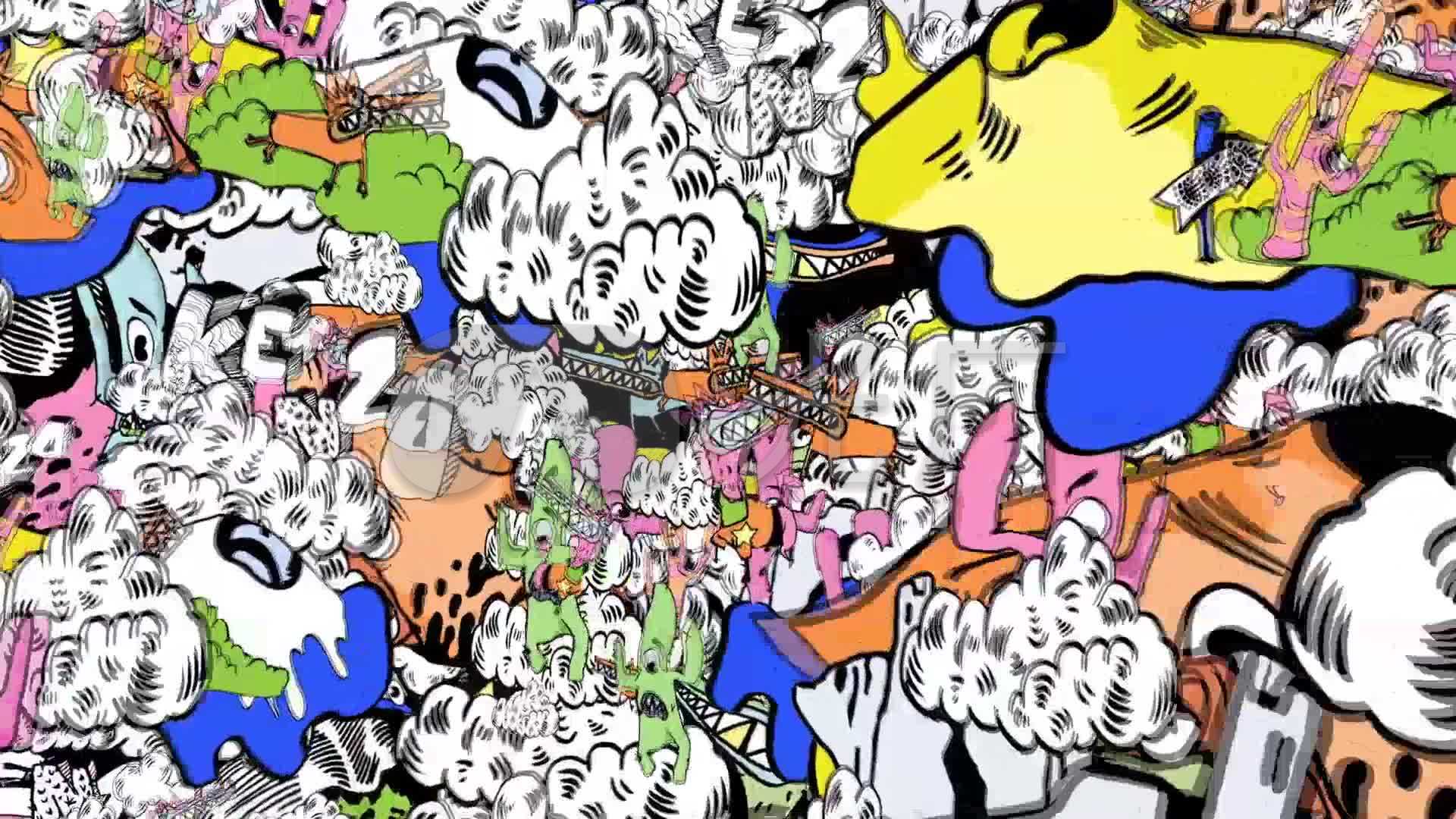 嘻哈动漫动画冲击节奏派对vj_1920x1080_高清视频素材