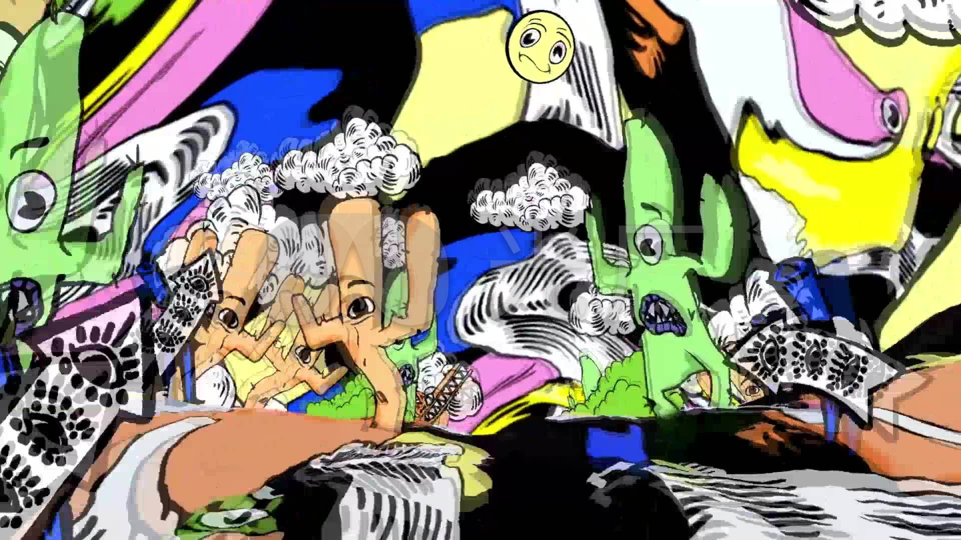 嘻哈动漫动画冲击节奏派对vj_1920x1080_高清视频素材
