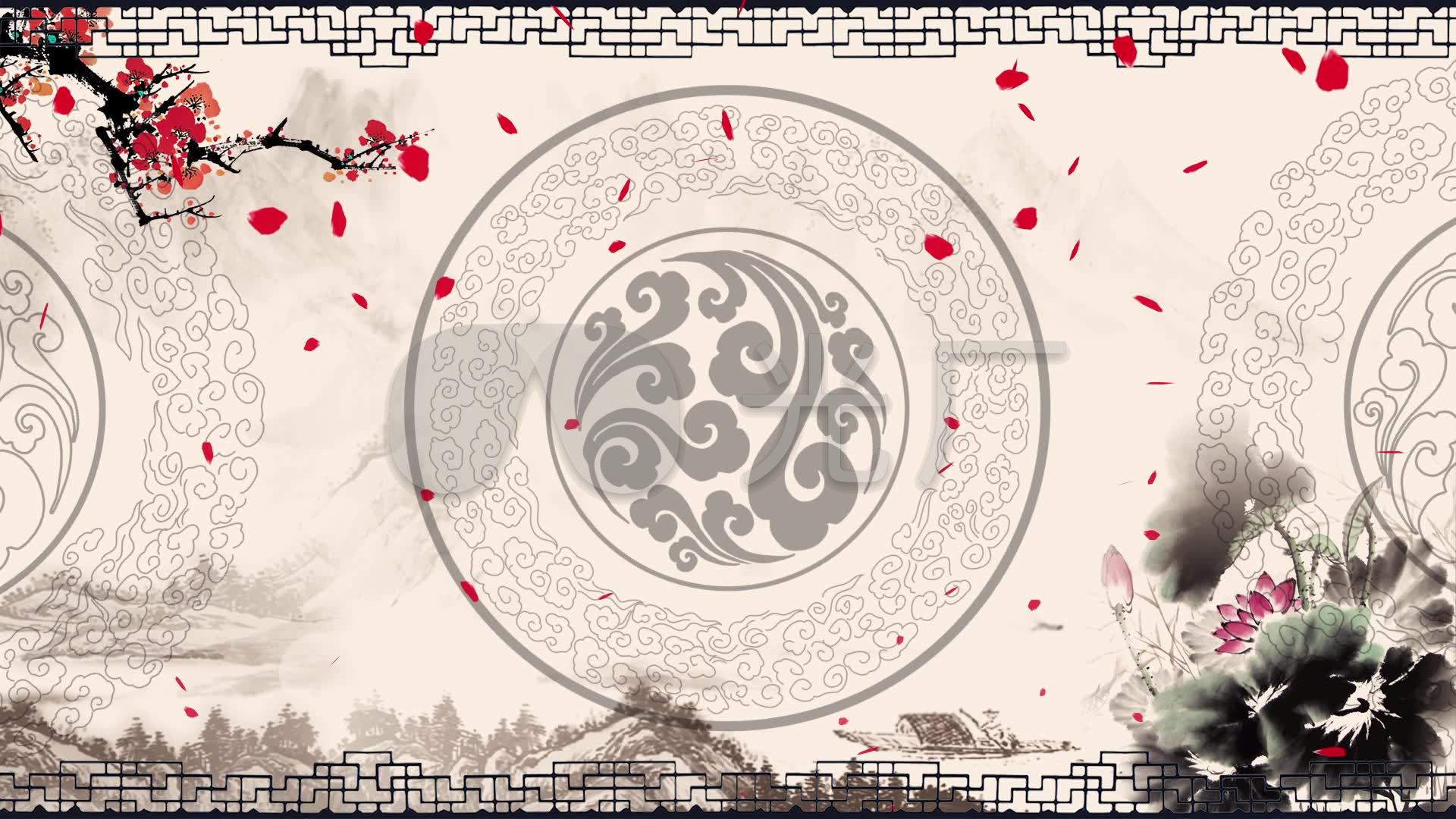 水墨中国风祥云花纹戏曲相声小品京剧背景