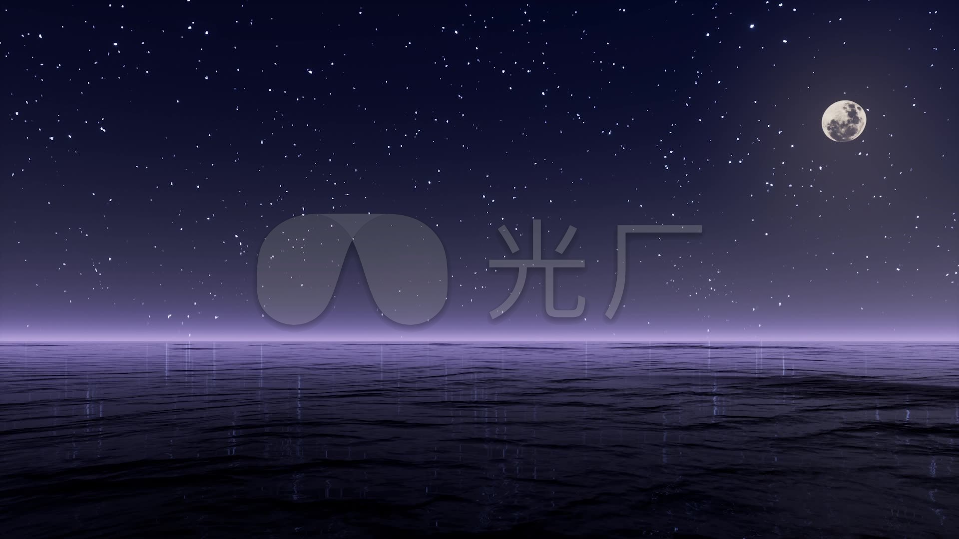 原版寂静海面圆月星空_1920x1080_高清视频素材下载