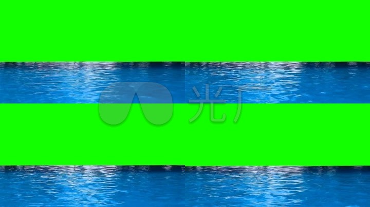 蓝色清澈湖水海水绿幕背景