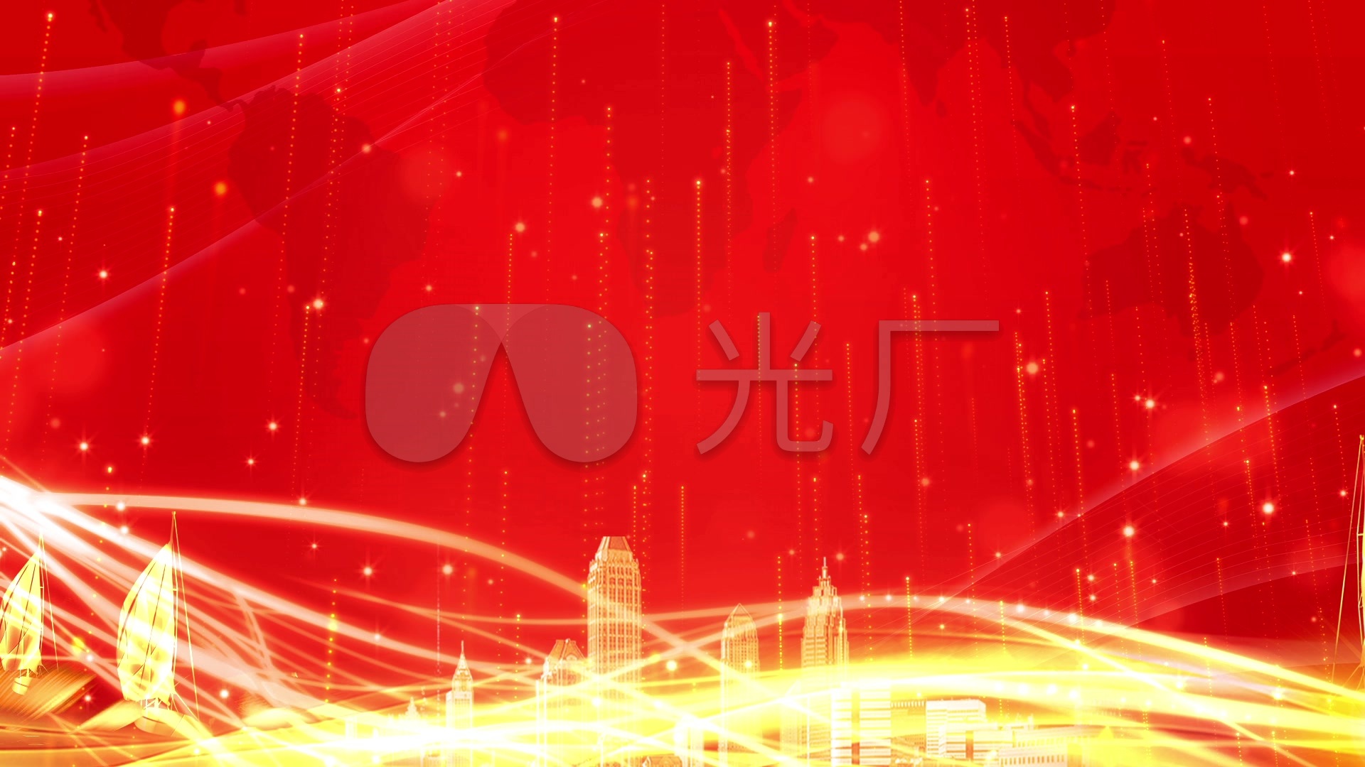 红色经典会议动态背景金色线条