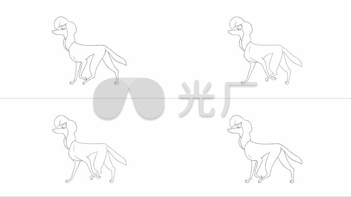 黑白线条mg小狗行走