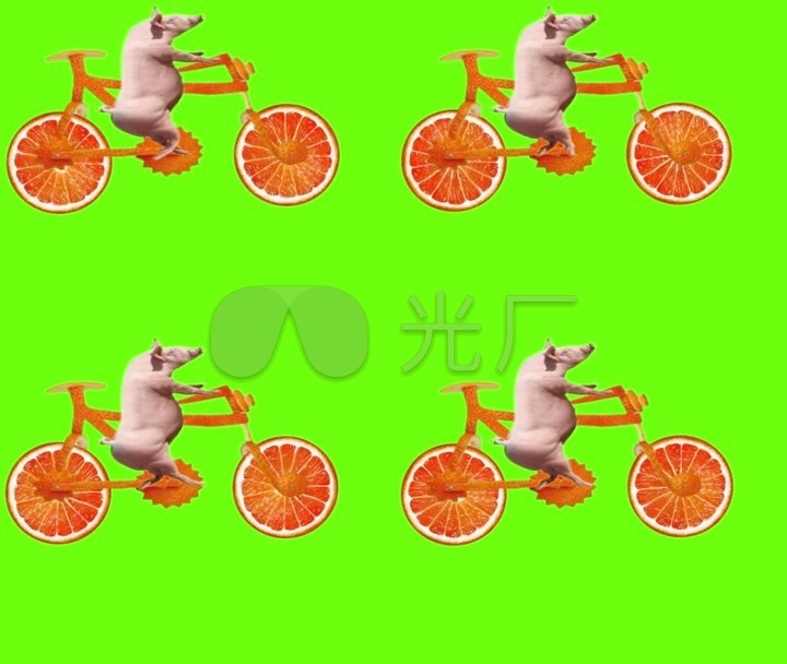 猪桔子单车绿屏抠像素材快手火山热门_850X7