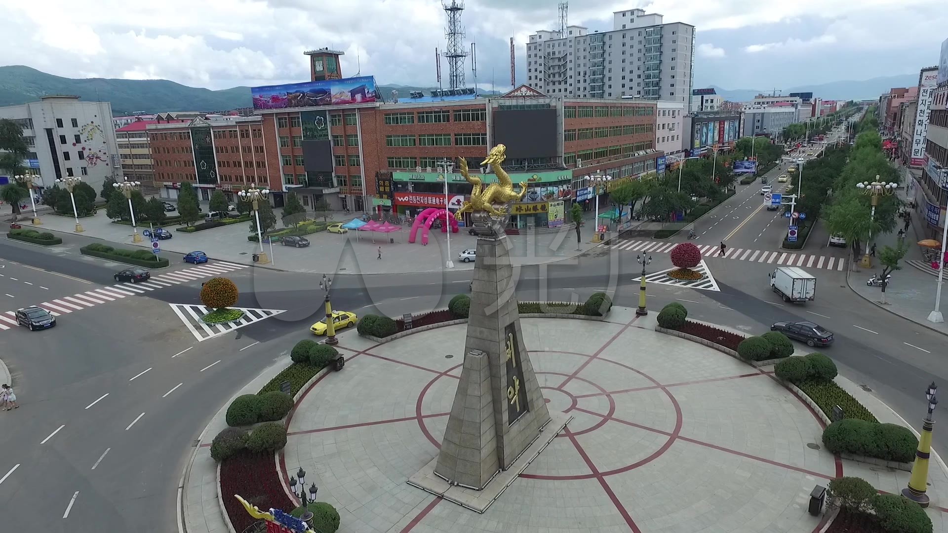 和龙市区大龙广场_1920x1080_高清视频素材下载(编号