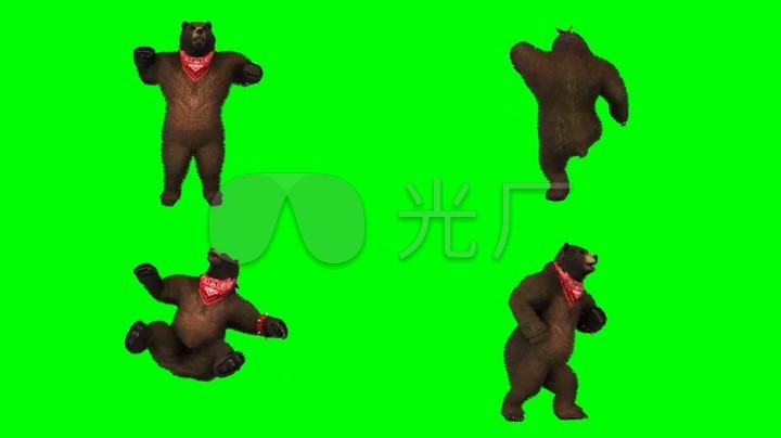 绿幕抠像狗熊动画素材视频1