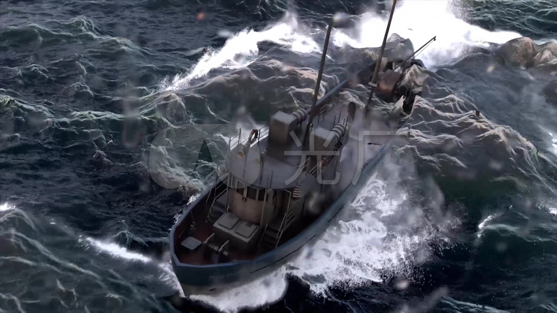 惊涛骇浪里的轮船_1920x1080_高清视频素材下载(编号