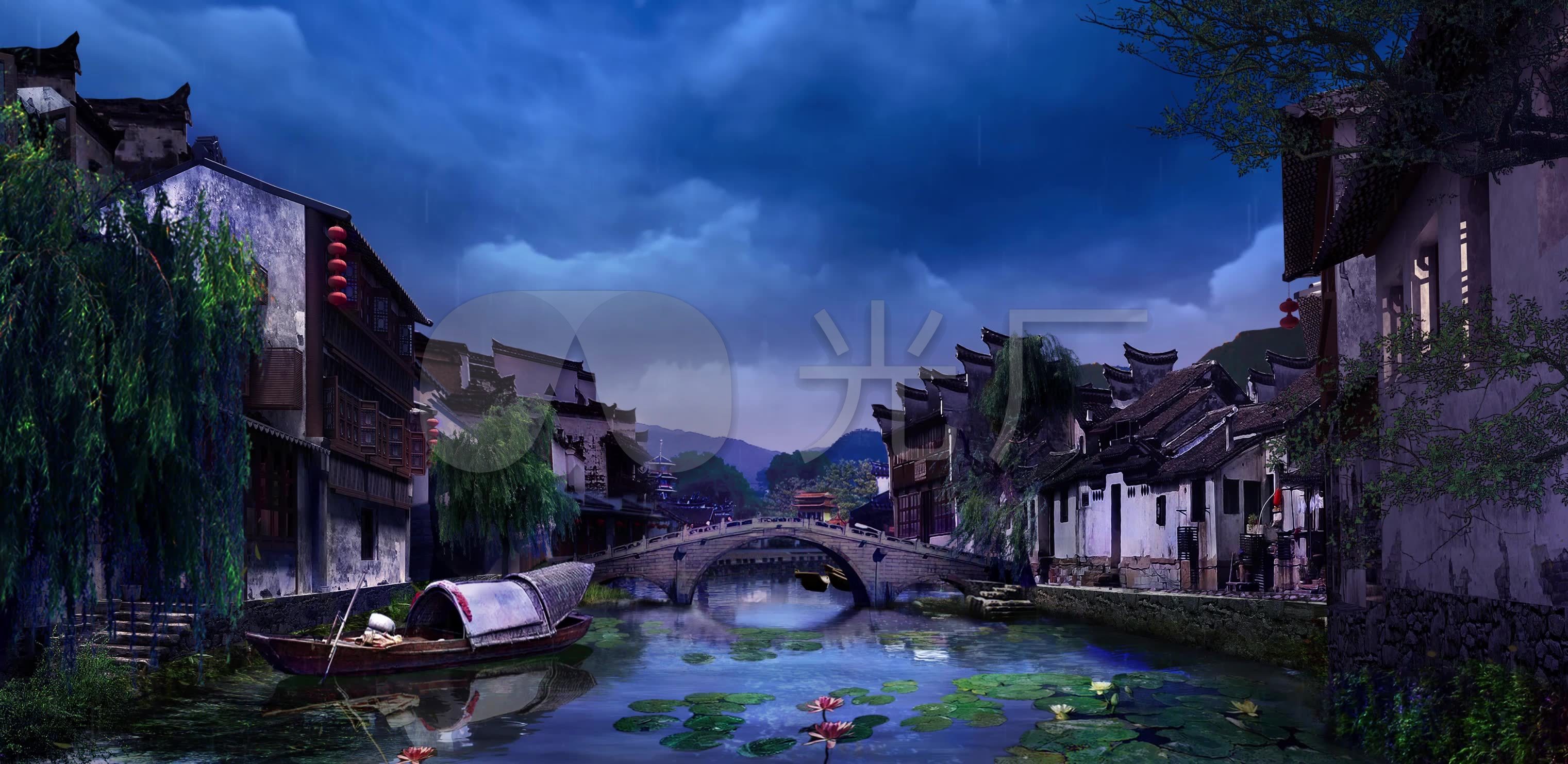 唯美意境江南古镇水乡风情led视频背景