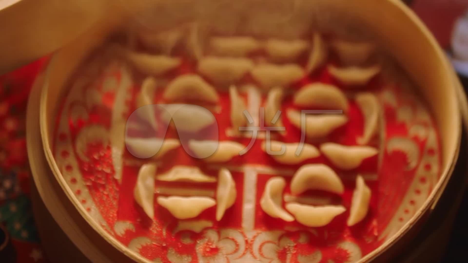 红双喜水饺,中国饺子,蒸饺,百年好合_1920x1080_高清视频素材下载