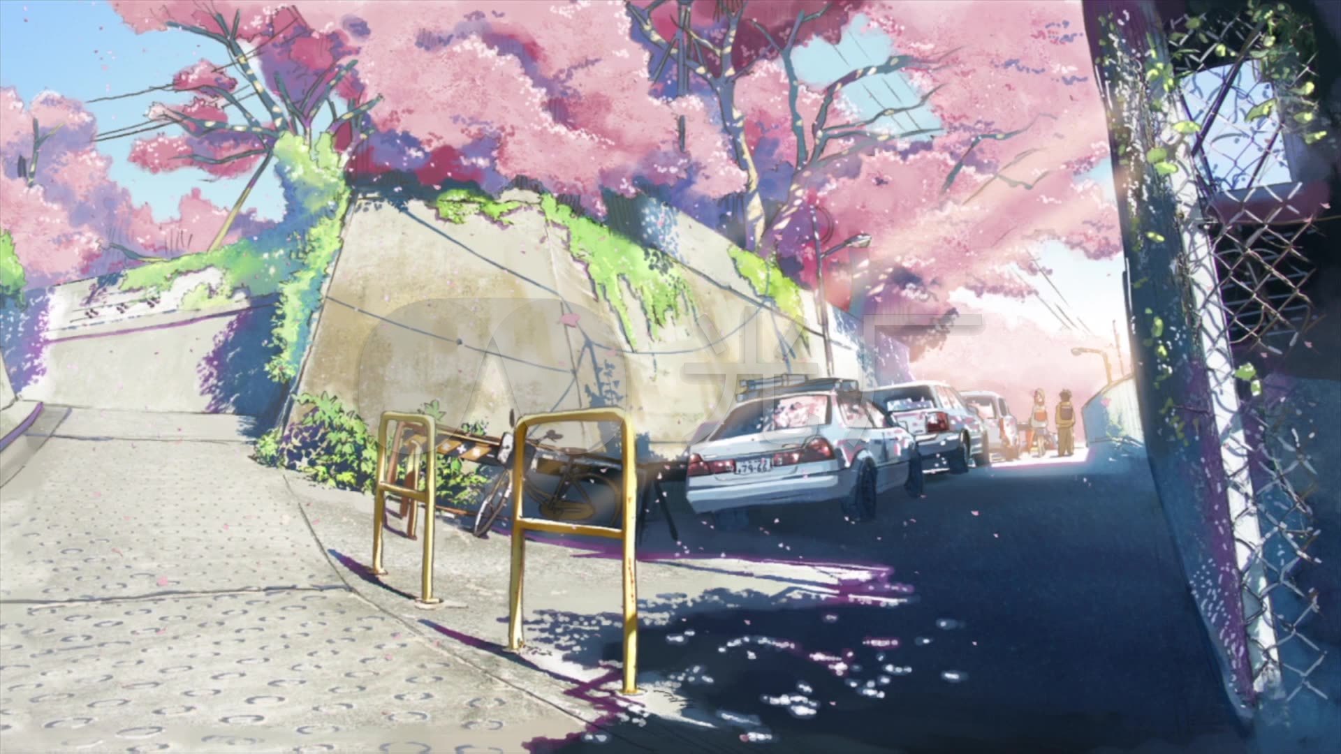 樱花动漫壁纸1920x1080,动漫女生壁纸 美少女 动漫场景樱花飘落的街角_1920x1080_高清视频素材下载