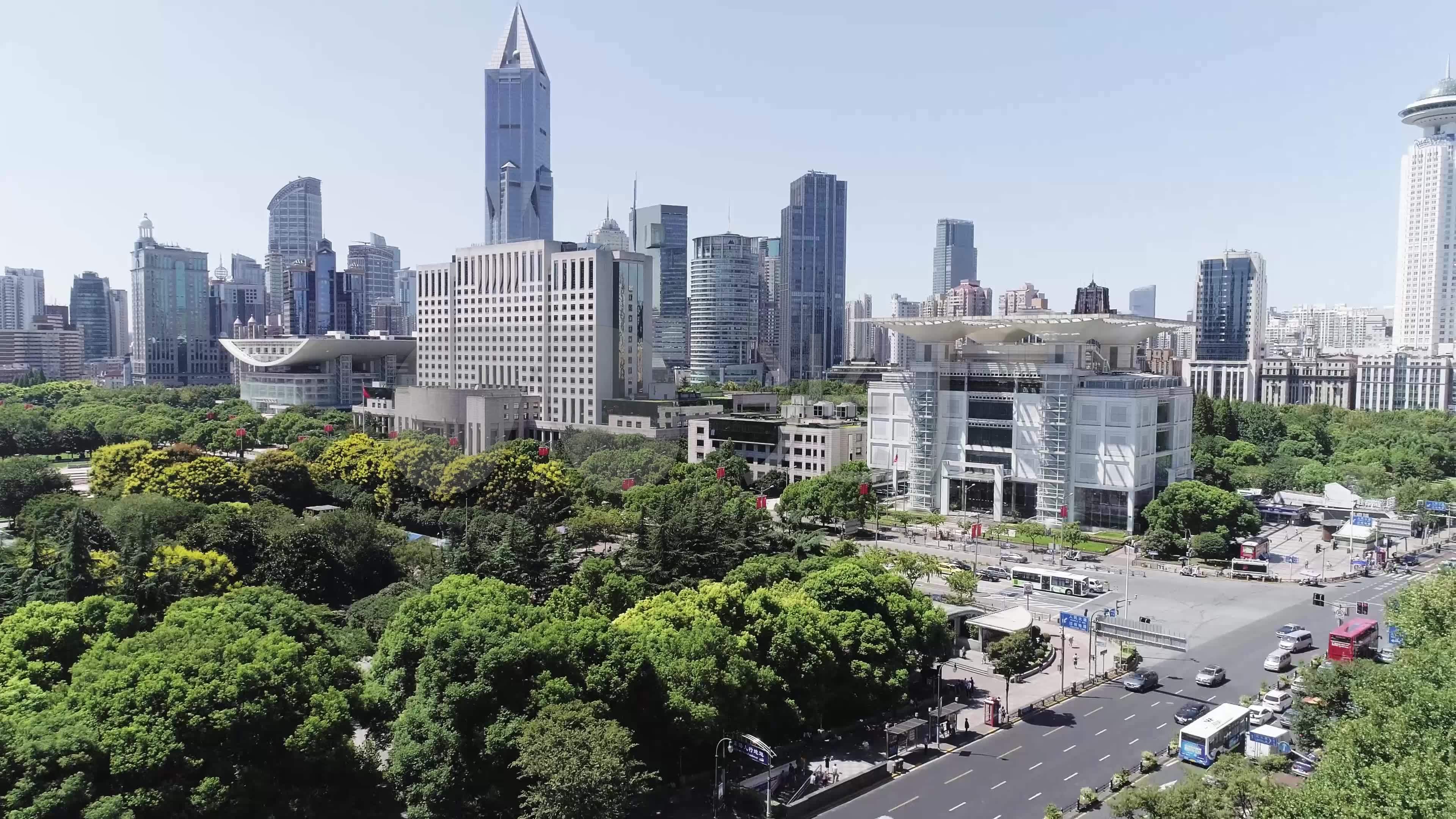 航拍上海人民广场4k_3840x2160_高清视频素材下载(:)