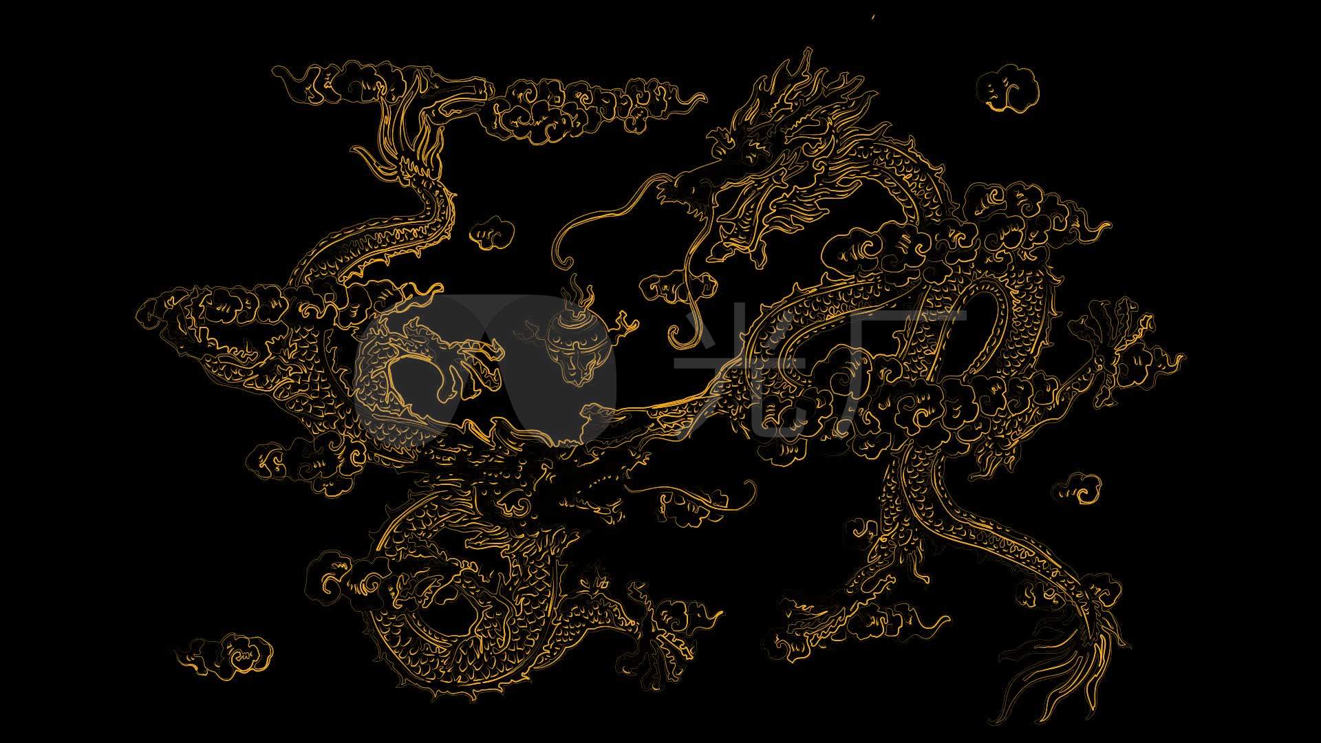 双龙戏珠素材(透明通道)_1920x1080_高清视频素材下载(编号:2238798)