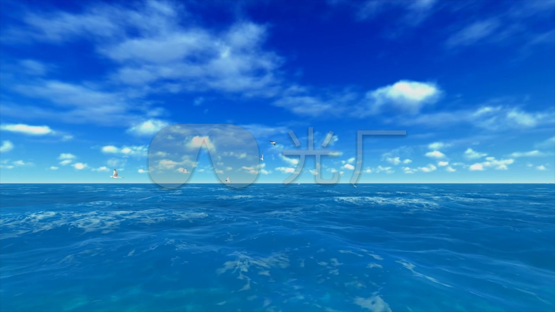 蓝色海洋蓝色天空水天一色