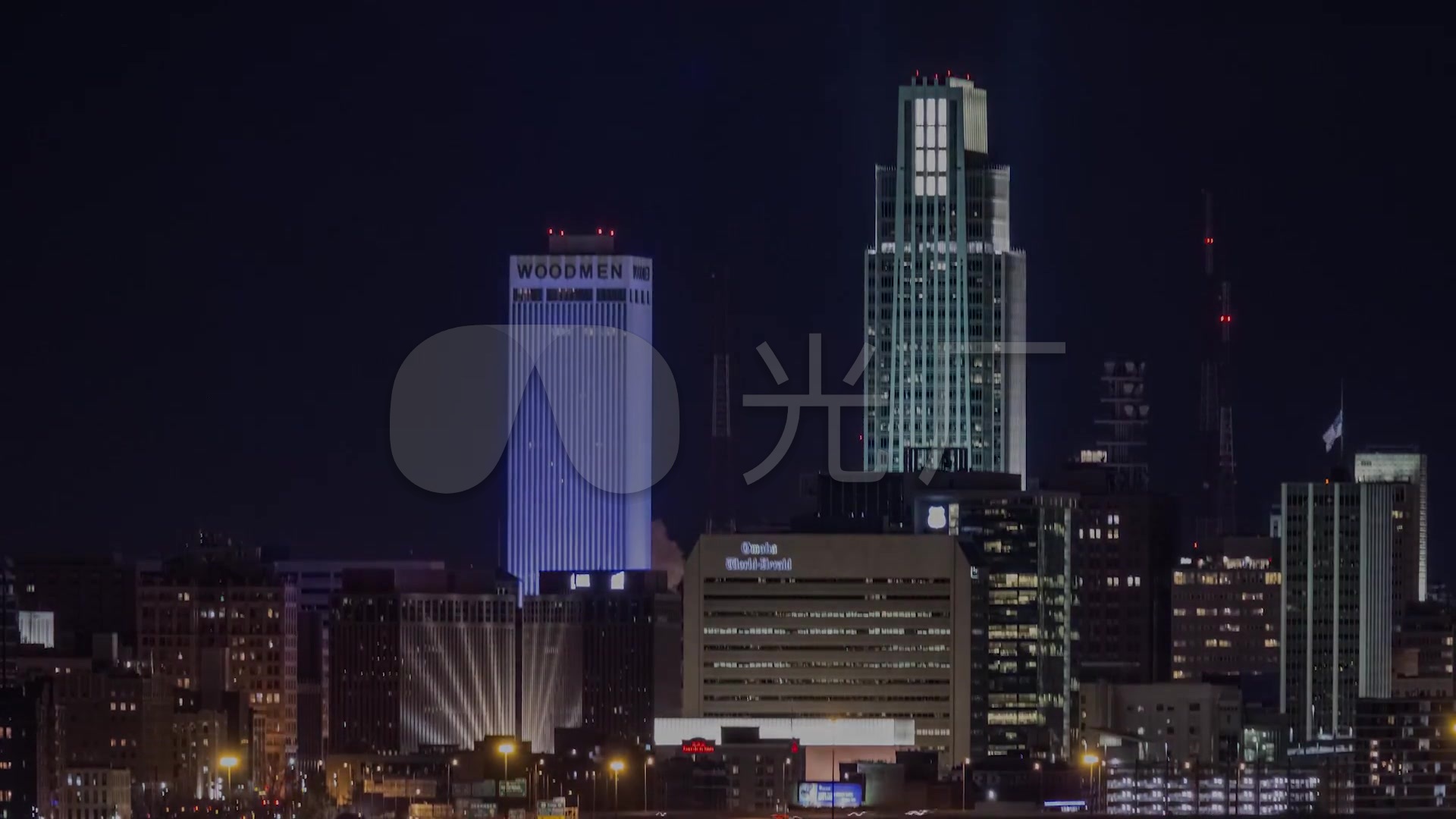 hd城市夜景灯光高楼大厦延时摄影_1920x1080_高清视频素材下载(编号