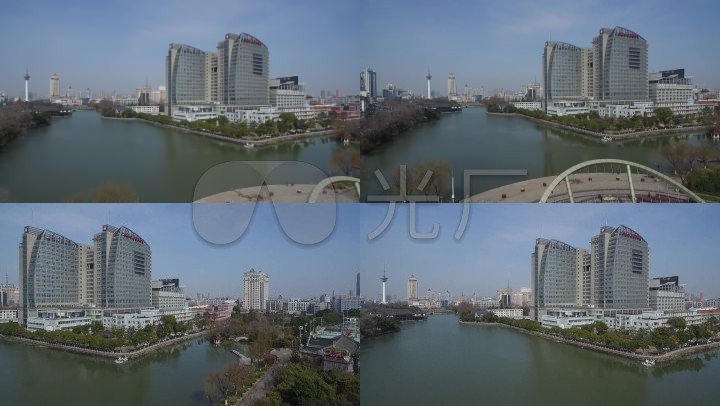 南通濠河航拍城市风景