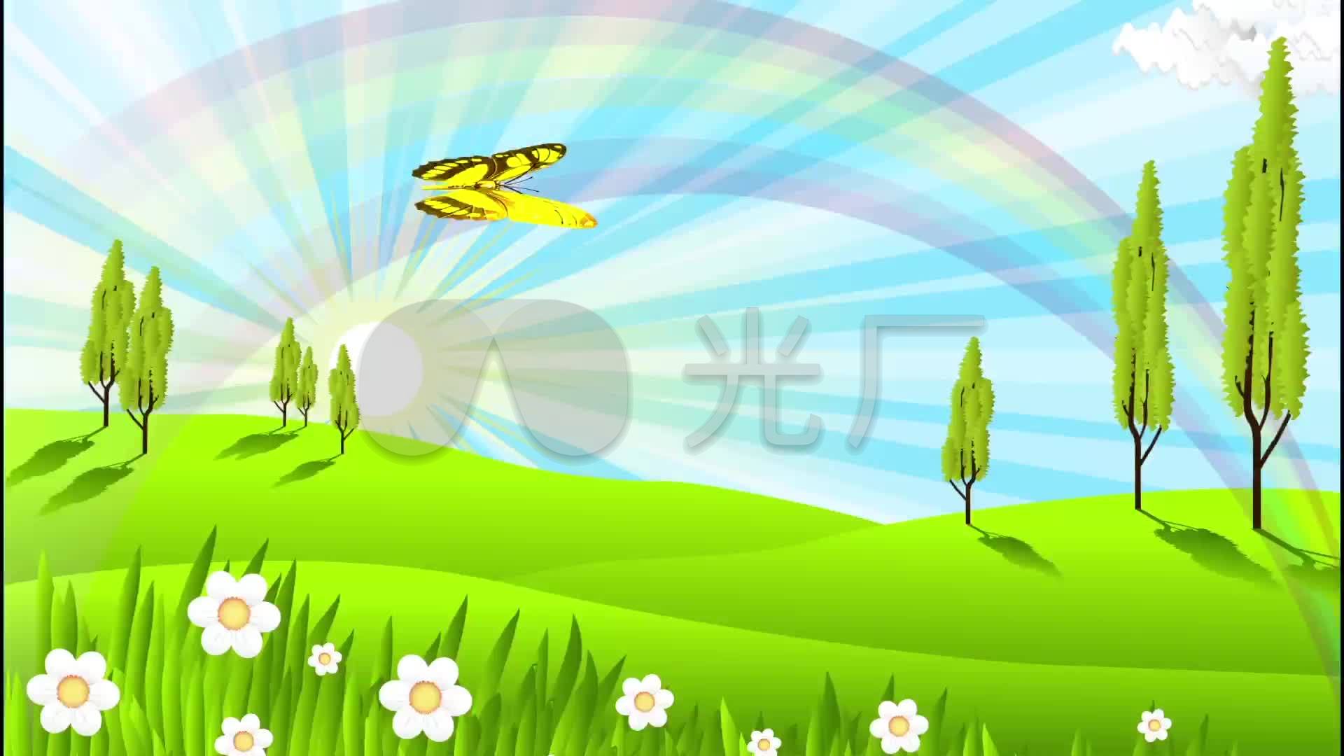 卡通春天阳光彩虹_1920x1080_高清视频素材下载(编号