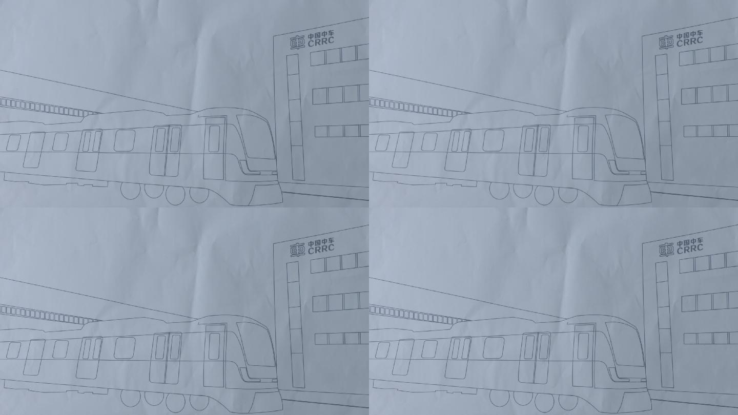 线描绘画有轨电车