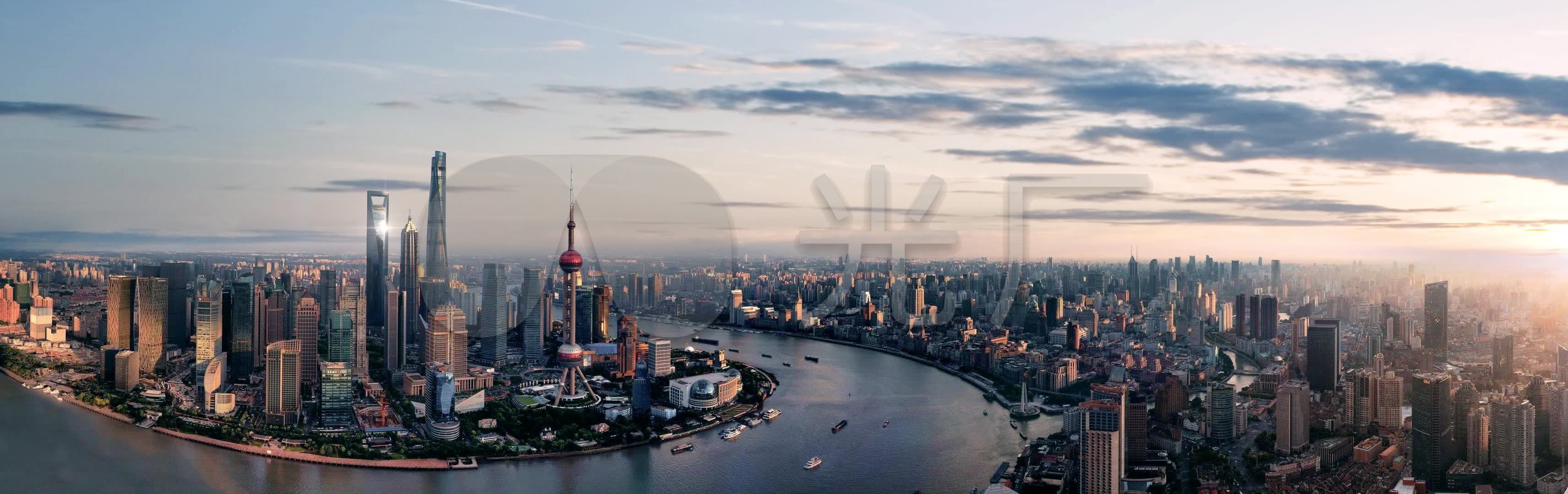 4k上海陆家嘴全景_3424x1080_高清视频素材下载(编号