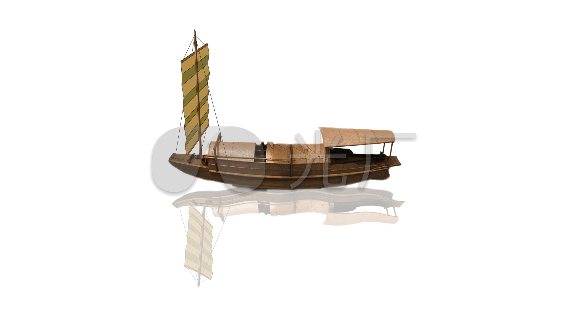 古代船小客船透明通道无限循环