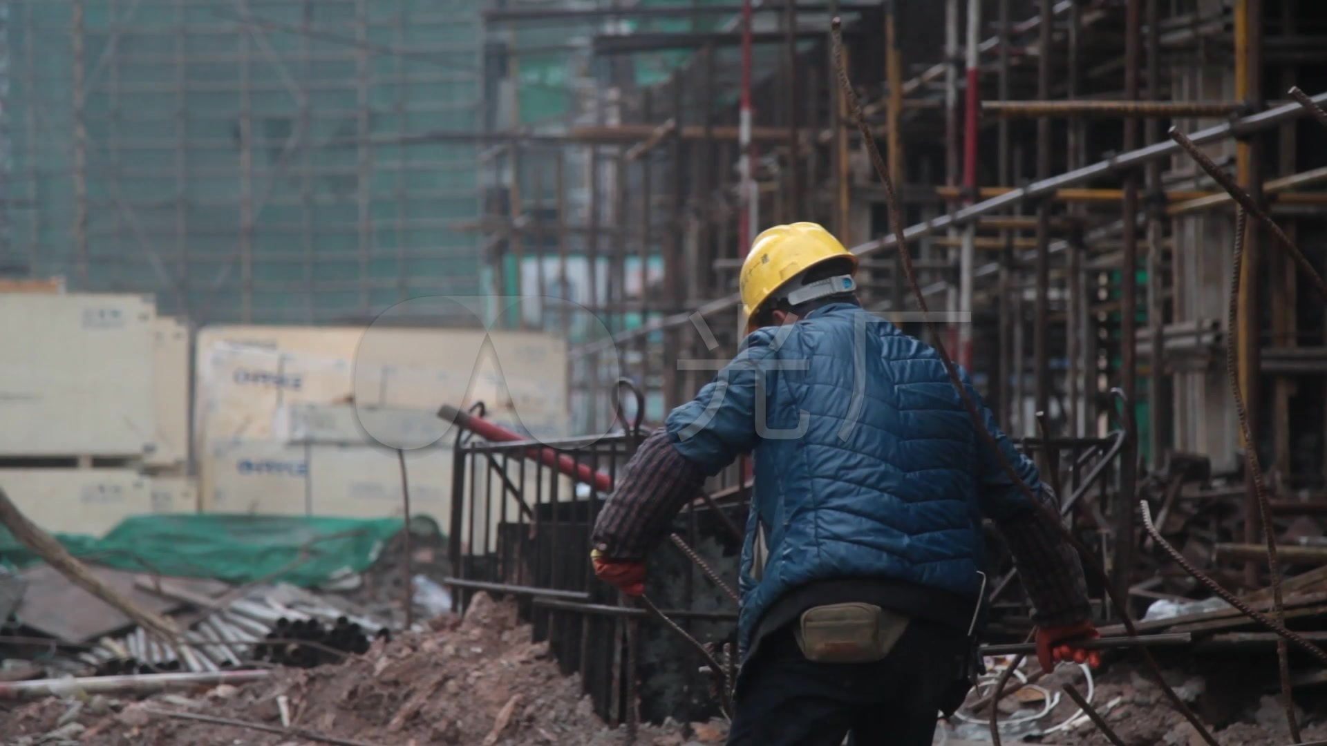 工人建筑工地工作场景_1920x1080_高清视频素材下载