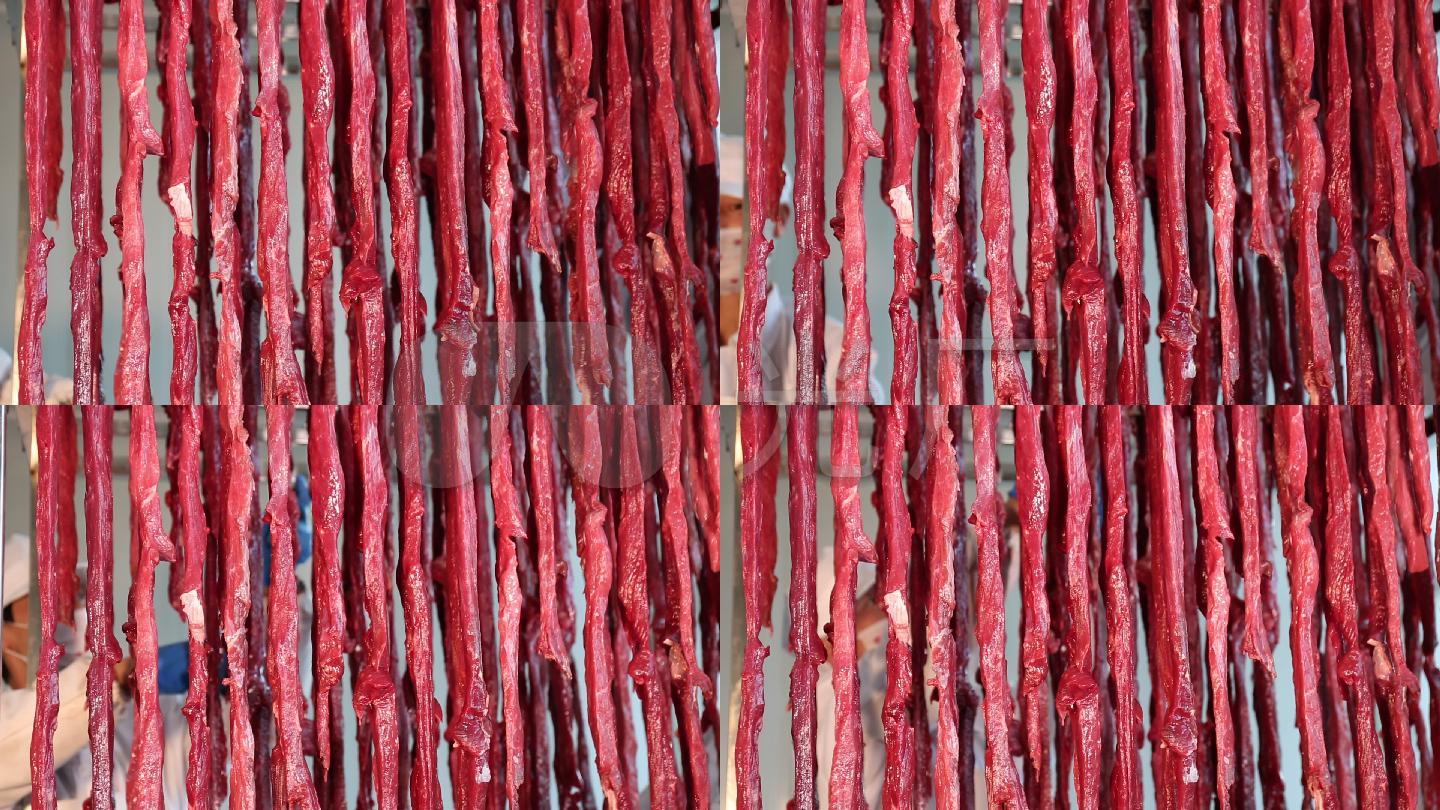内蒙特产风干牛肉干现场制作