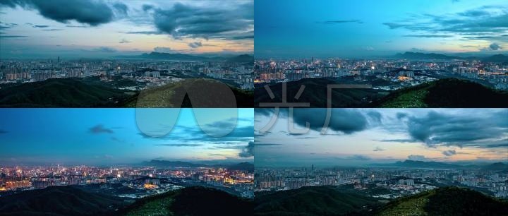 白天到夜晚昆明鸟瞰入夜摄影4k