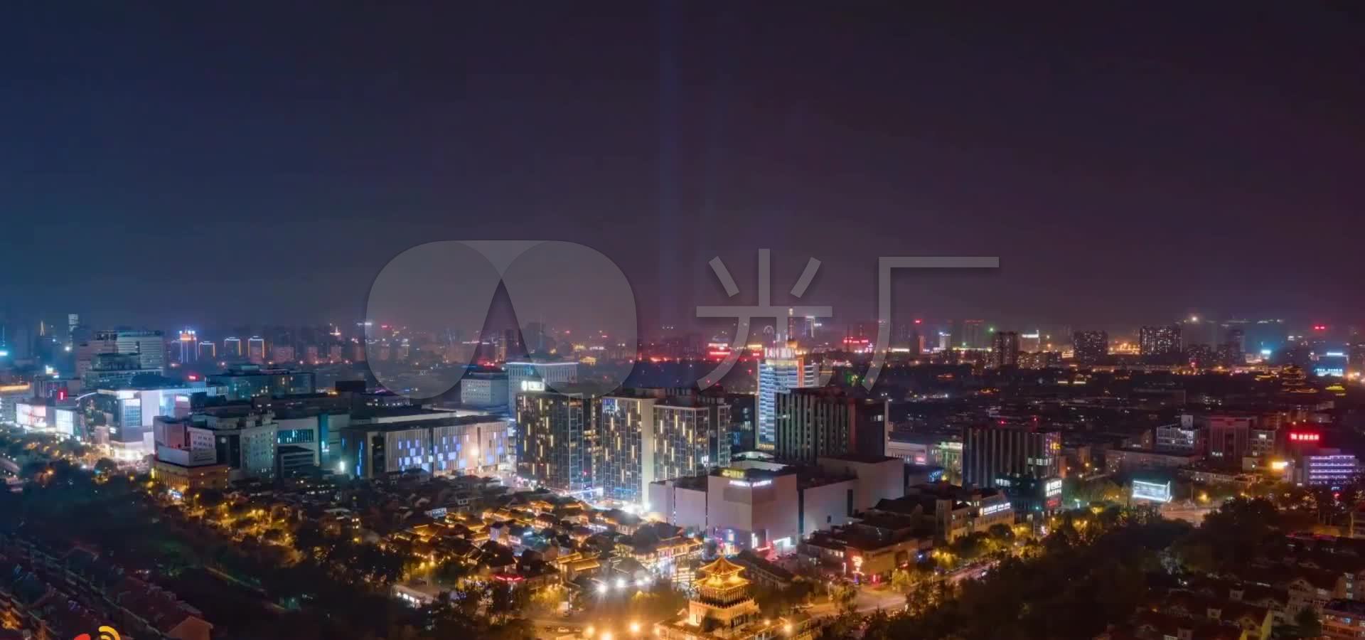 济南济南鸟瞰城市夜景夜景大夜景