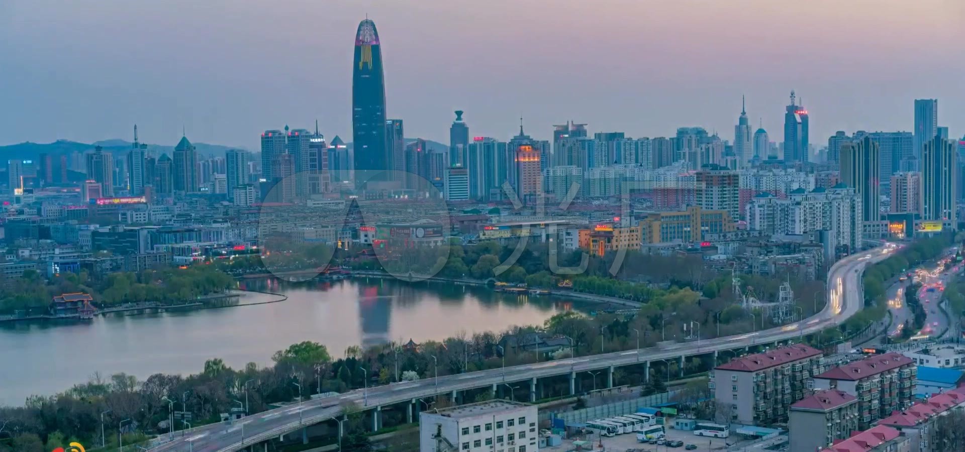 济南济南鸟瞰城市夜景夜景大夜景_1920x900_高清视频