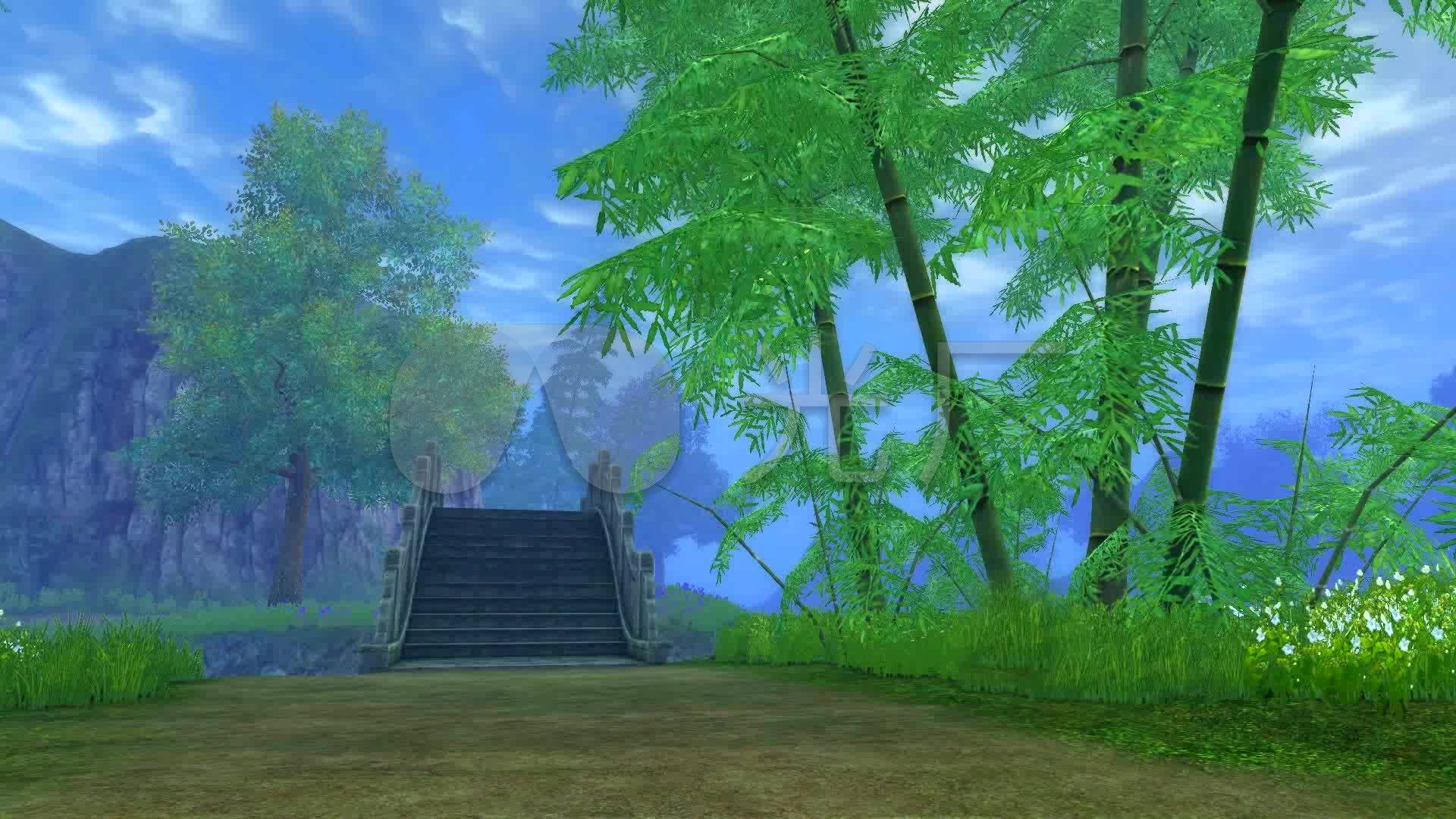3d小桥竹林场景_1920x1080_高清视频素材下载(编号:2313809)_舞台背景