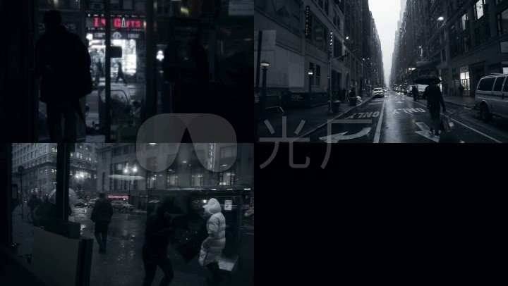 压抑的黑白城市下雨忧伤_1280x720_高清视频素材下载