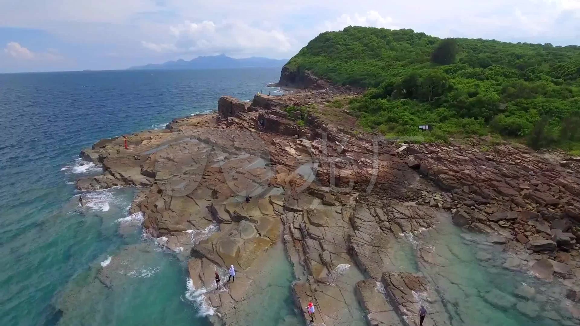 东平洲 航拍 礁石 石滩 海浪 海湾 海岛