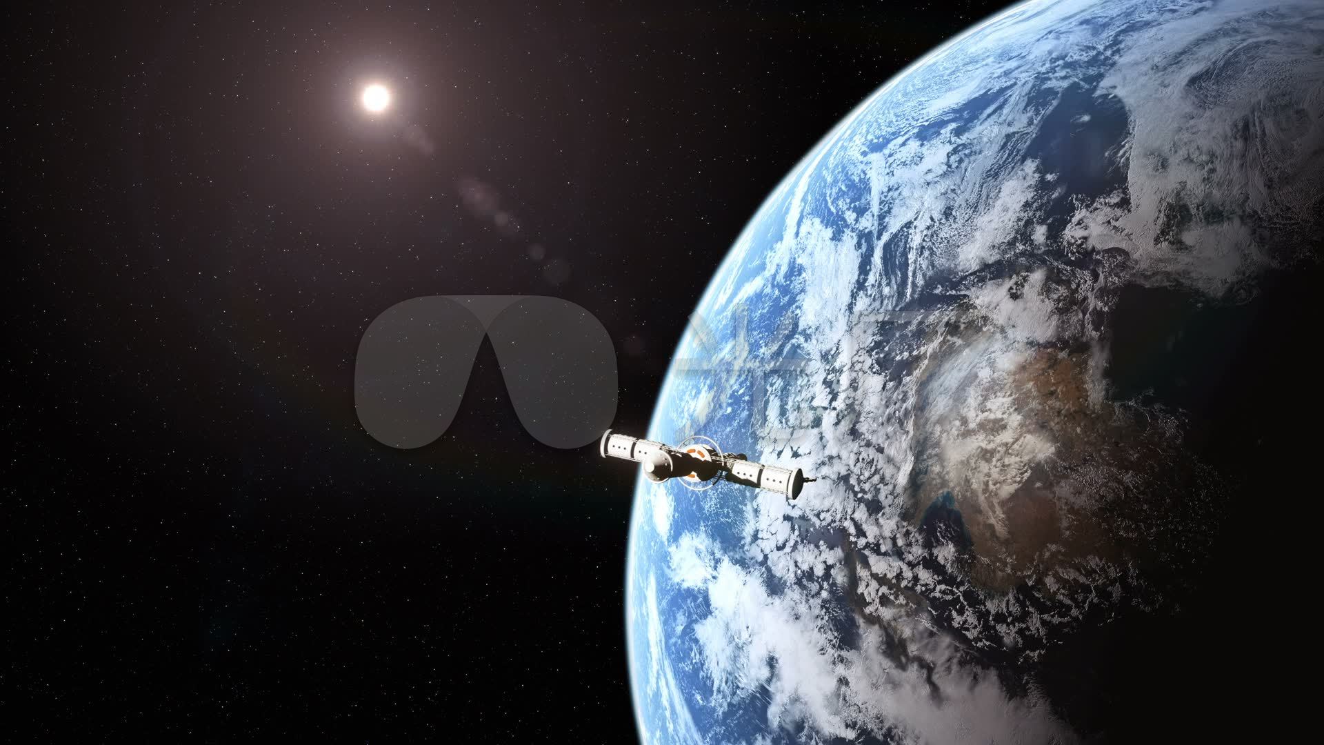 空间站看地球太空飞船宇宙宇航卫星_1920x1080_高清