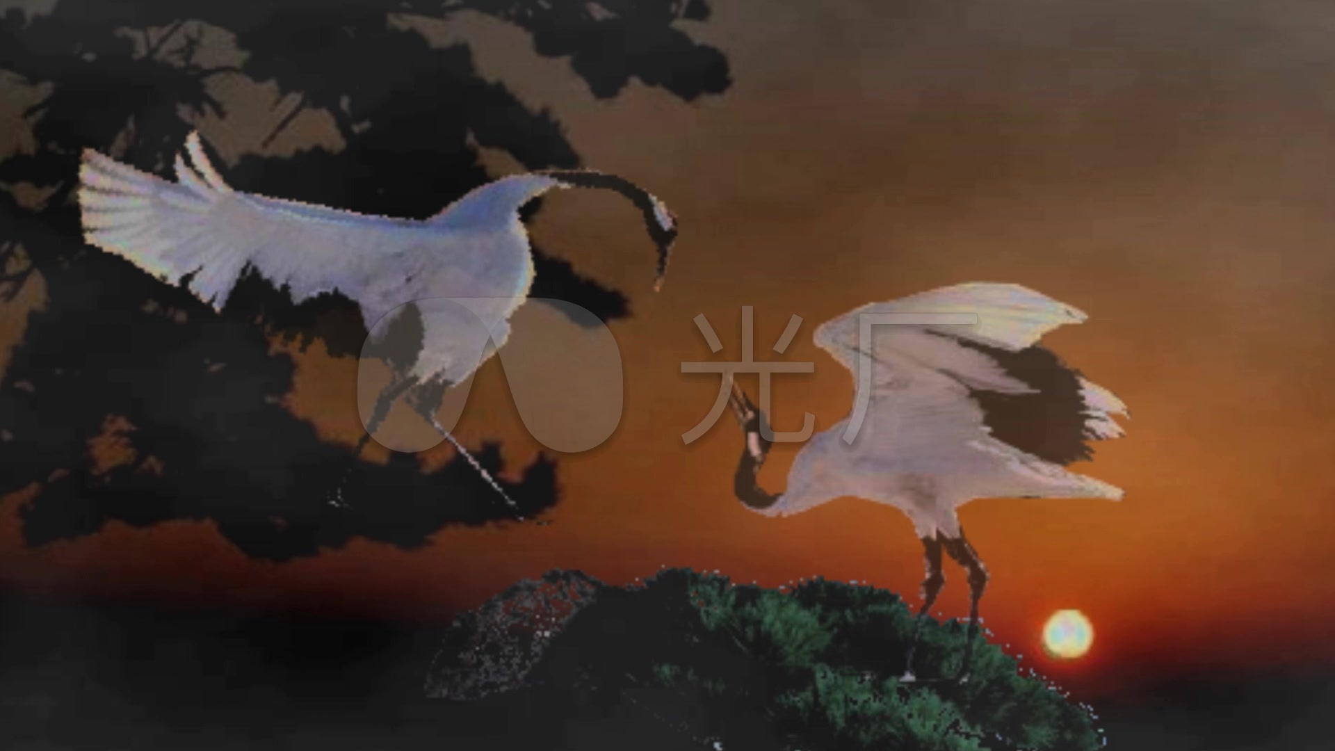 空山鸟语二胡曲动画背景_1920x1080_高清视频素材下载
