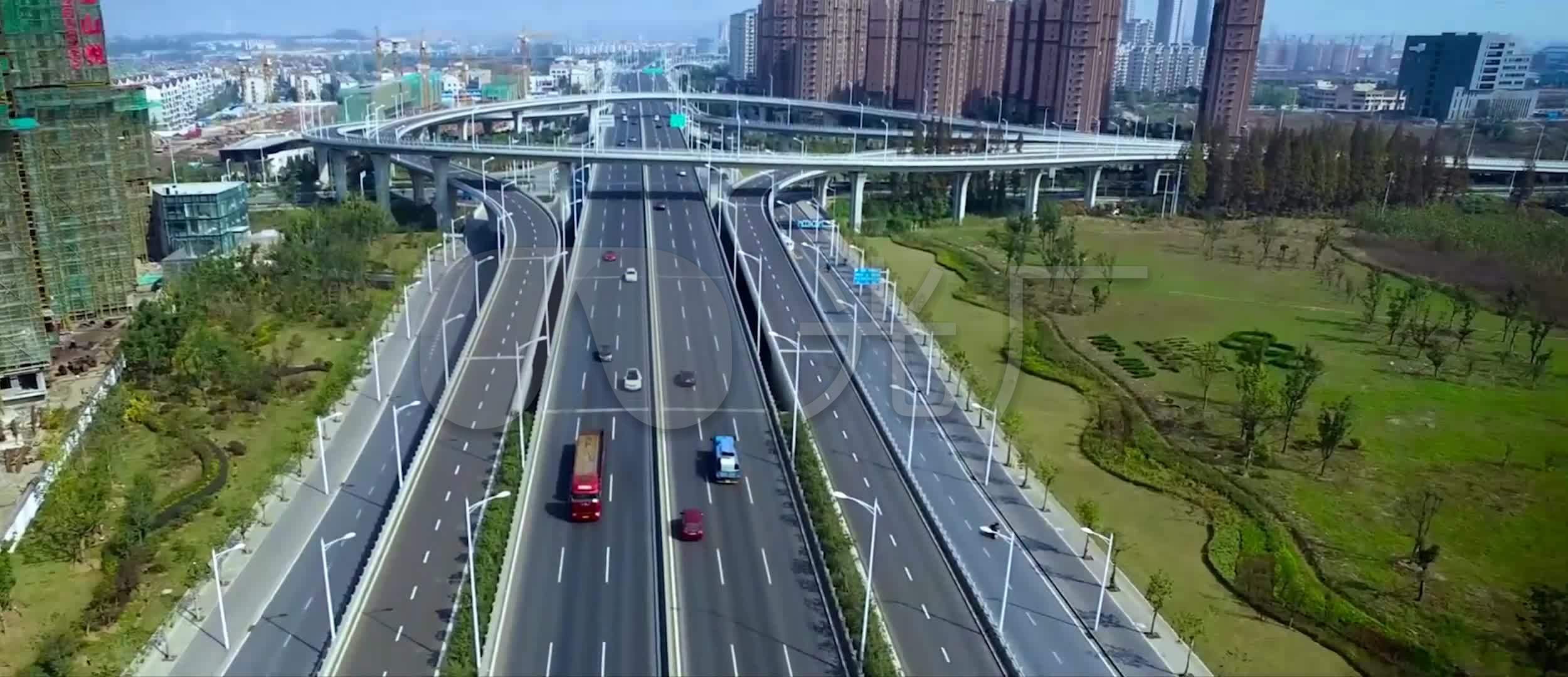 南京江北新区江北大道_2500x1080_高清视频素材下载(编号:2326915)