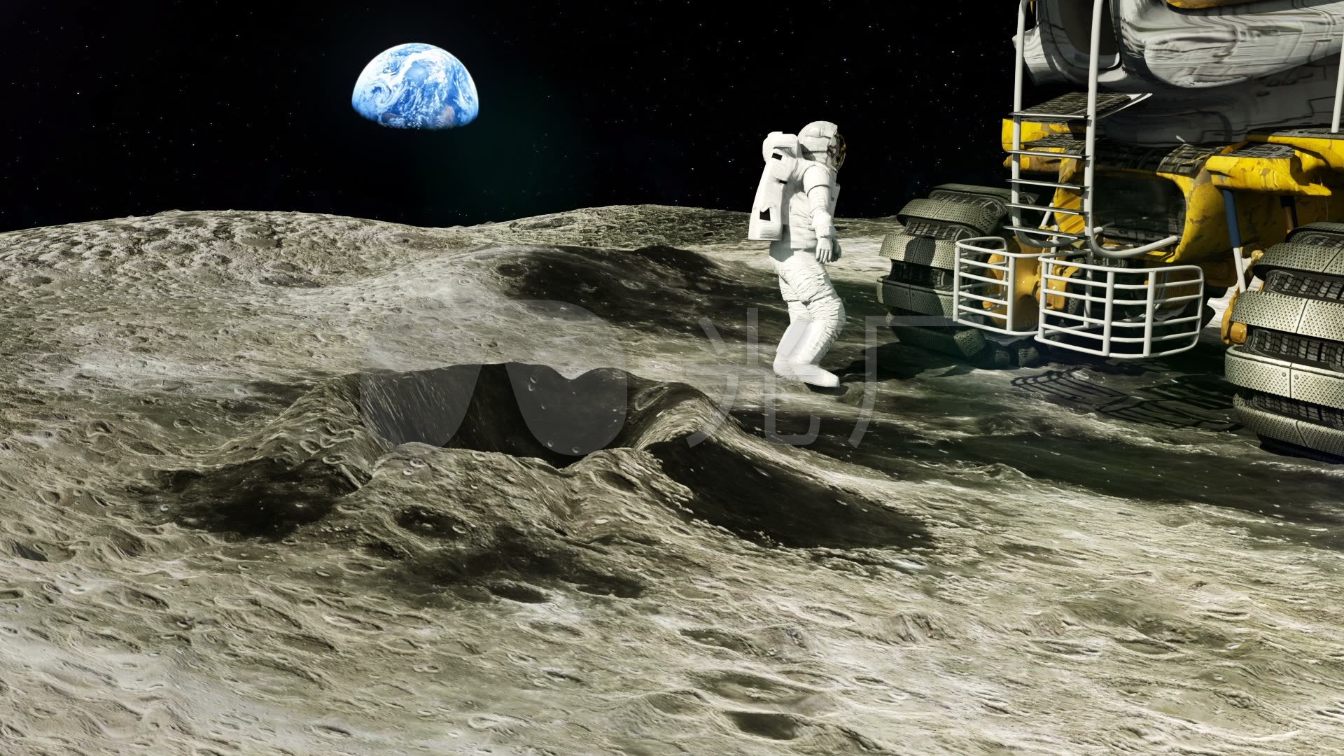 宇航员月球上行走视频
