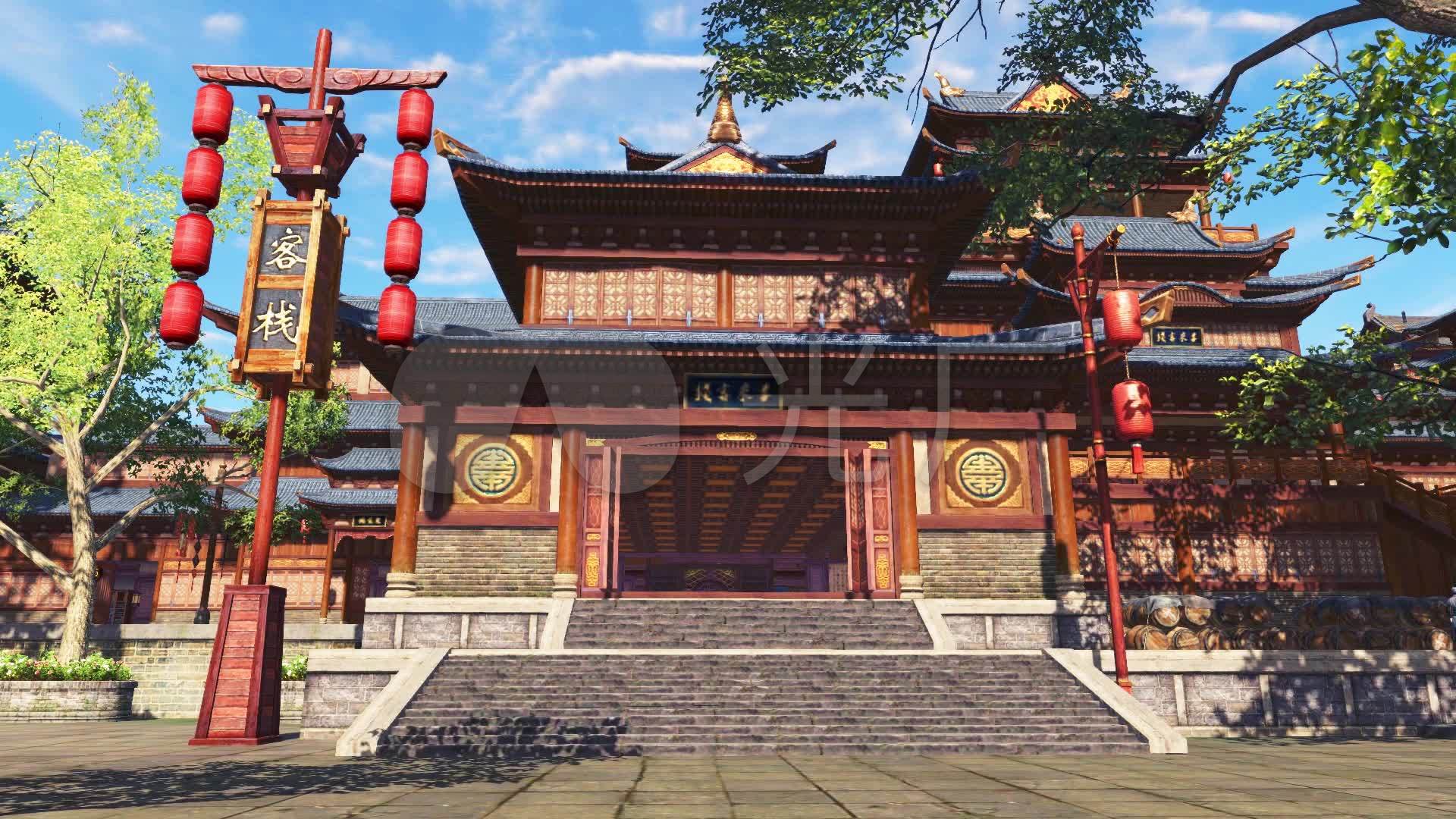 3d稀有古代客栈酒楼场景_1920x1080_高清视频素材下载
