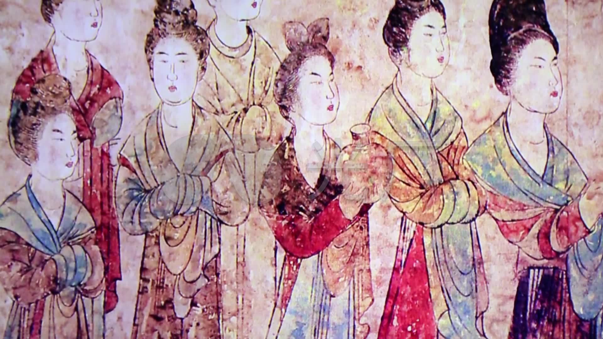 敦煌壁画唐朝仕女图唐三彩_1920x1080_高清视频素材
