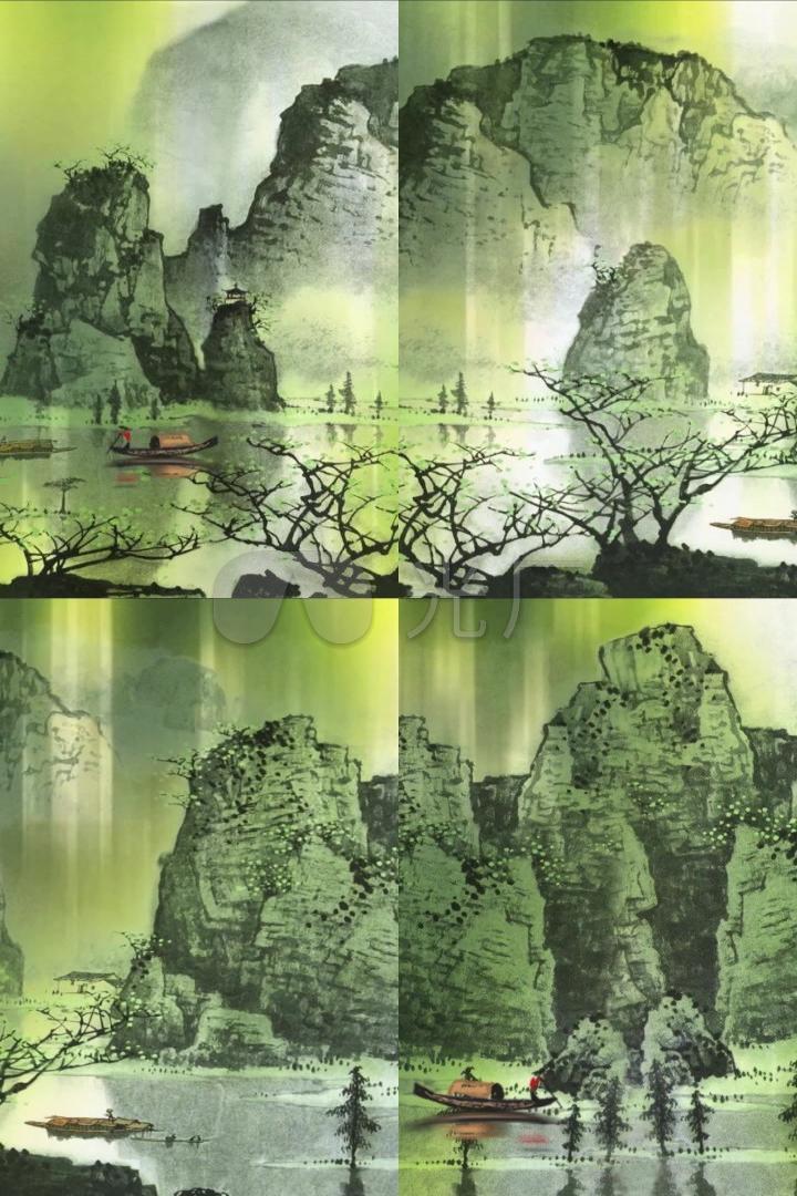 竖版手机微信水墨漓江春晓