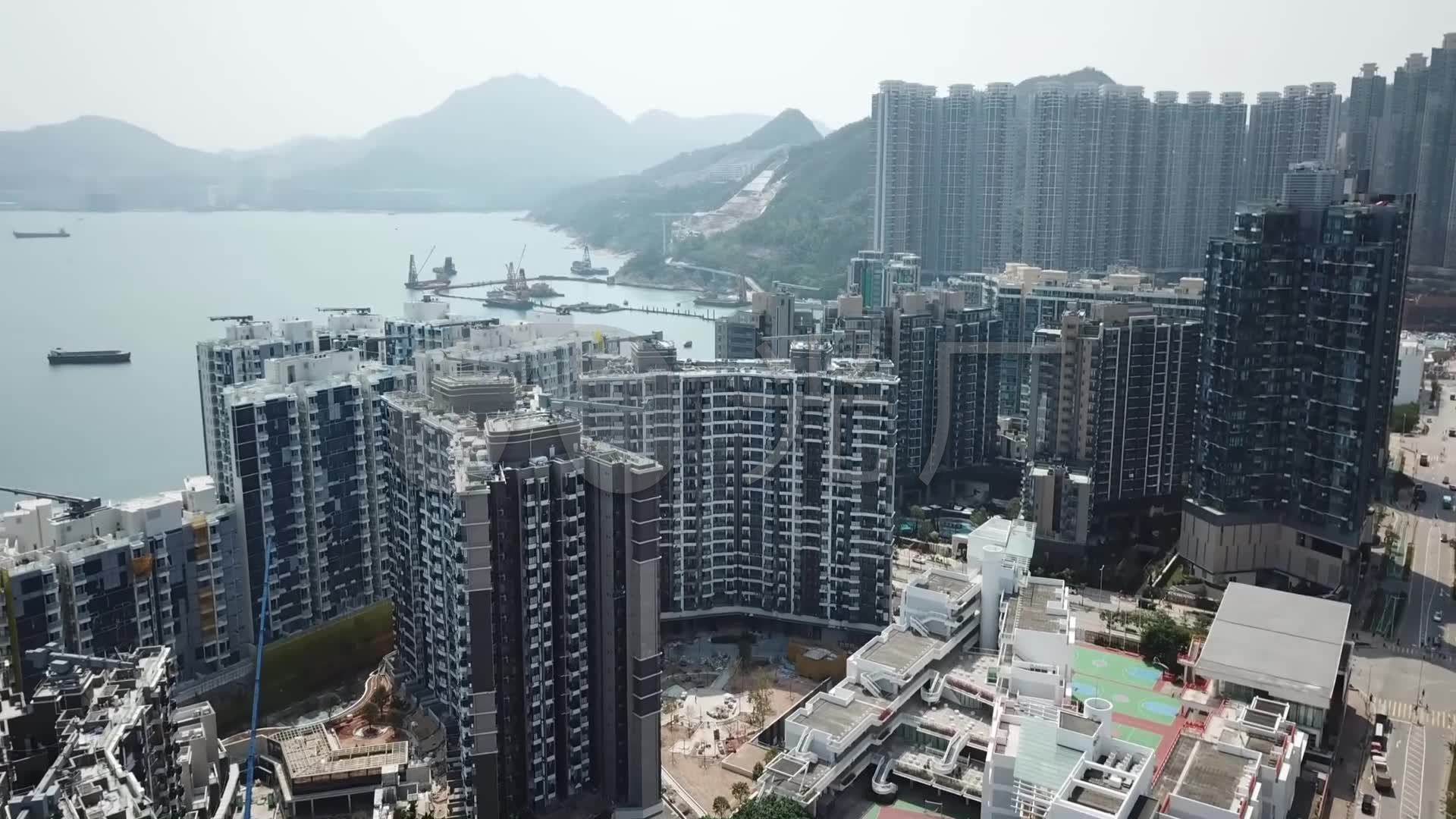 航拍香港西贡将军澳海湾楼宇半岛海滨沿岸