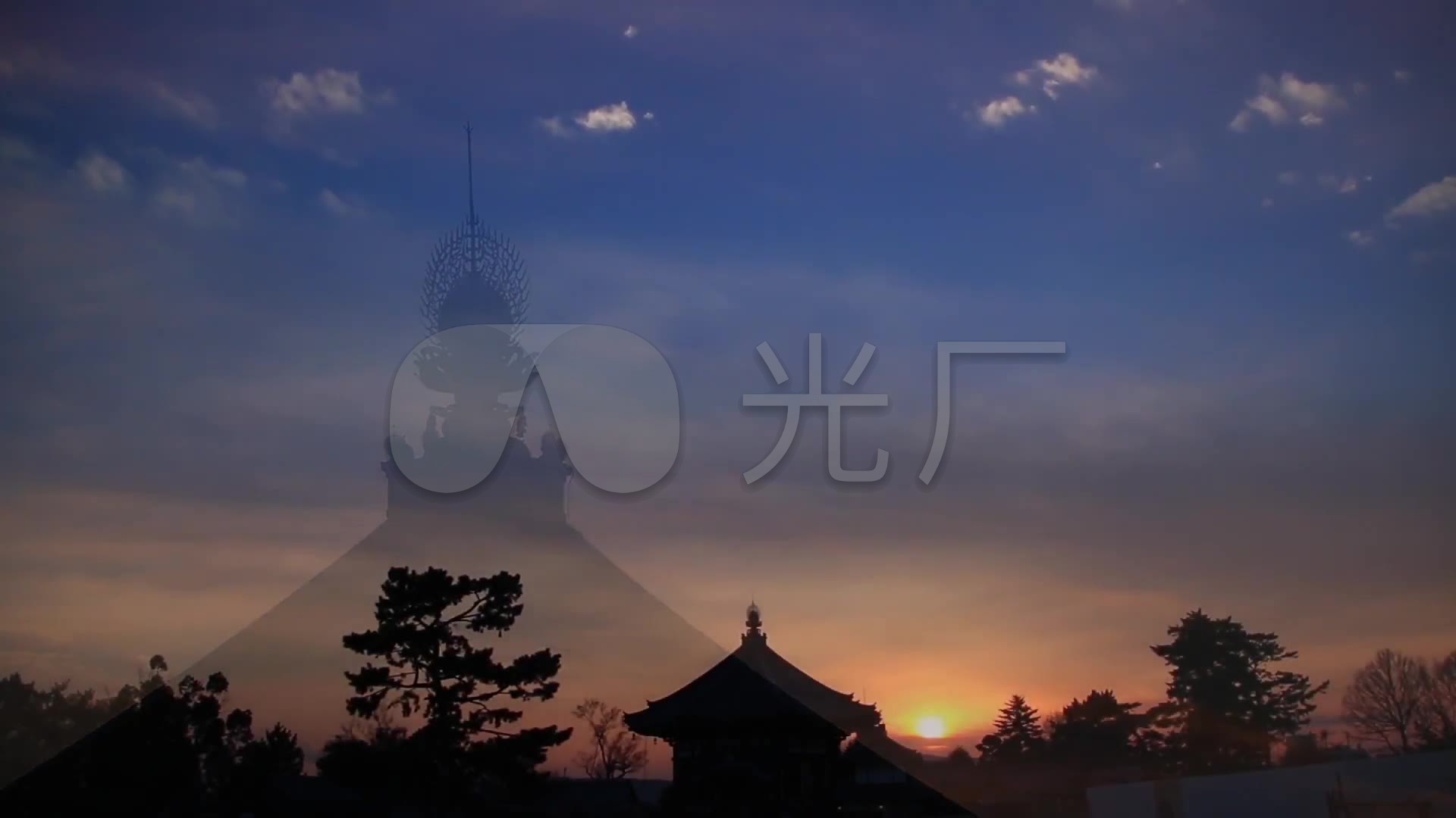 唯美寺庙佛教禅禅意古刹古建筑黄昏意境图片