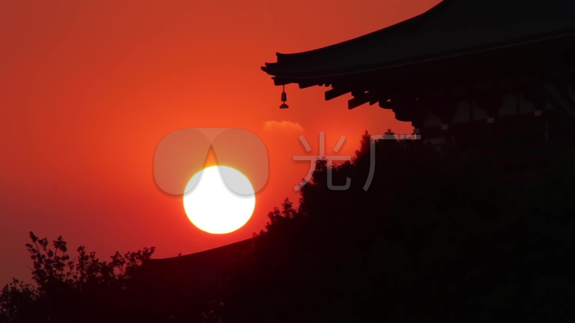唯美寺庙佛教禅禅意古刹古建筑黄昏钟声意境_1920x