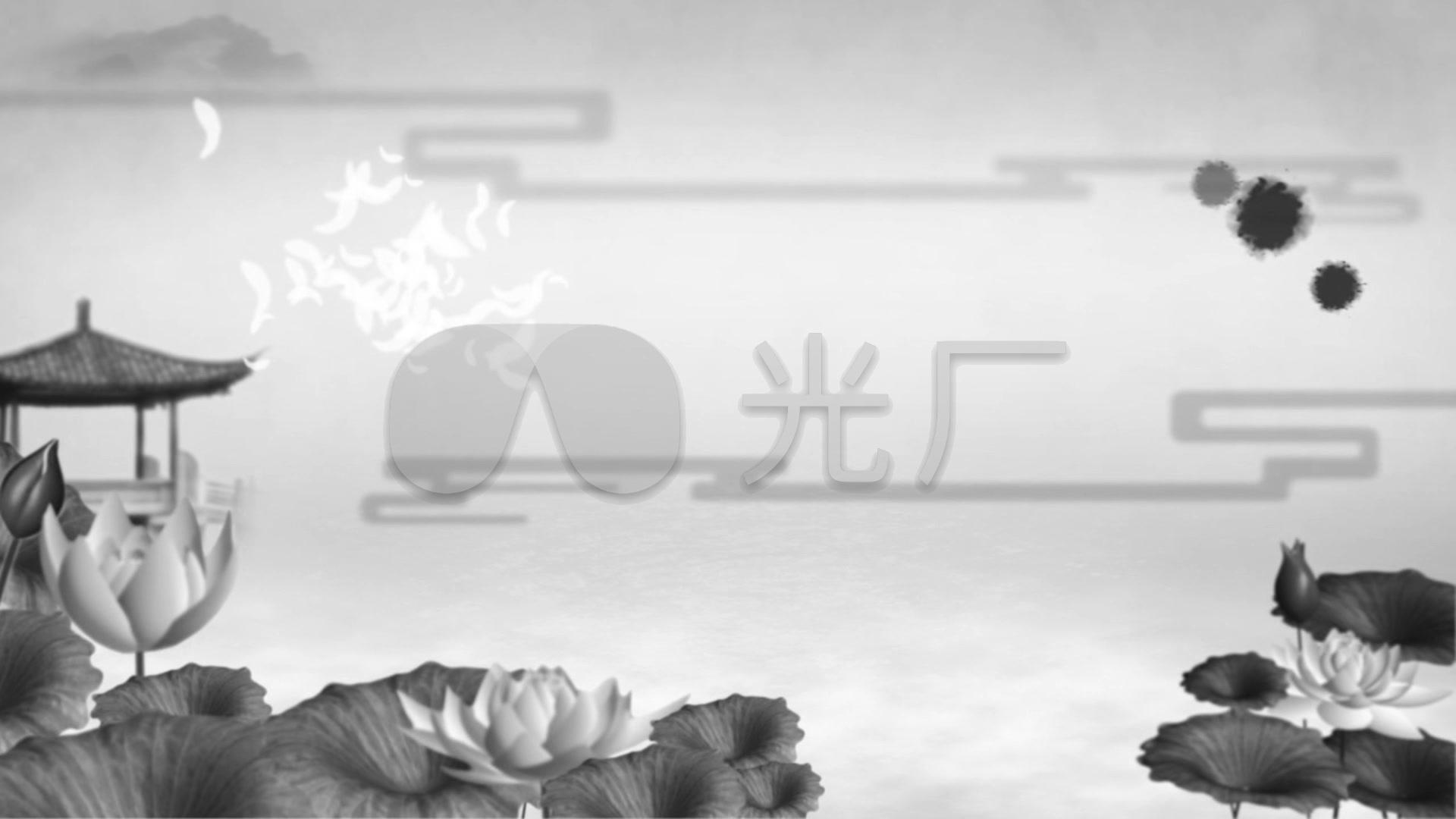 中国风水墨古筝品茶古典背景