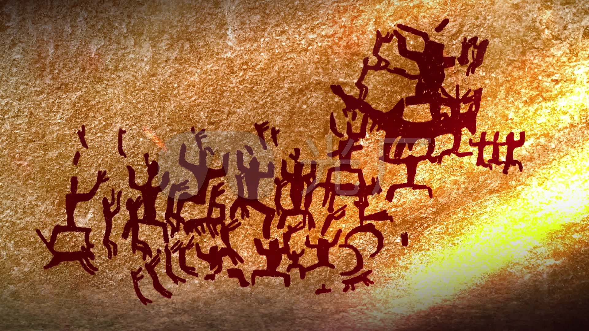 古代部落原始人祭祀壁画动画_1920x1080_高清视频素材