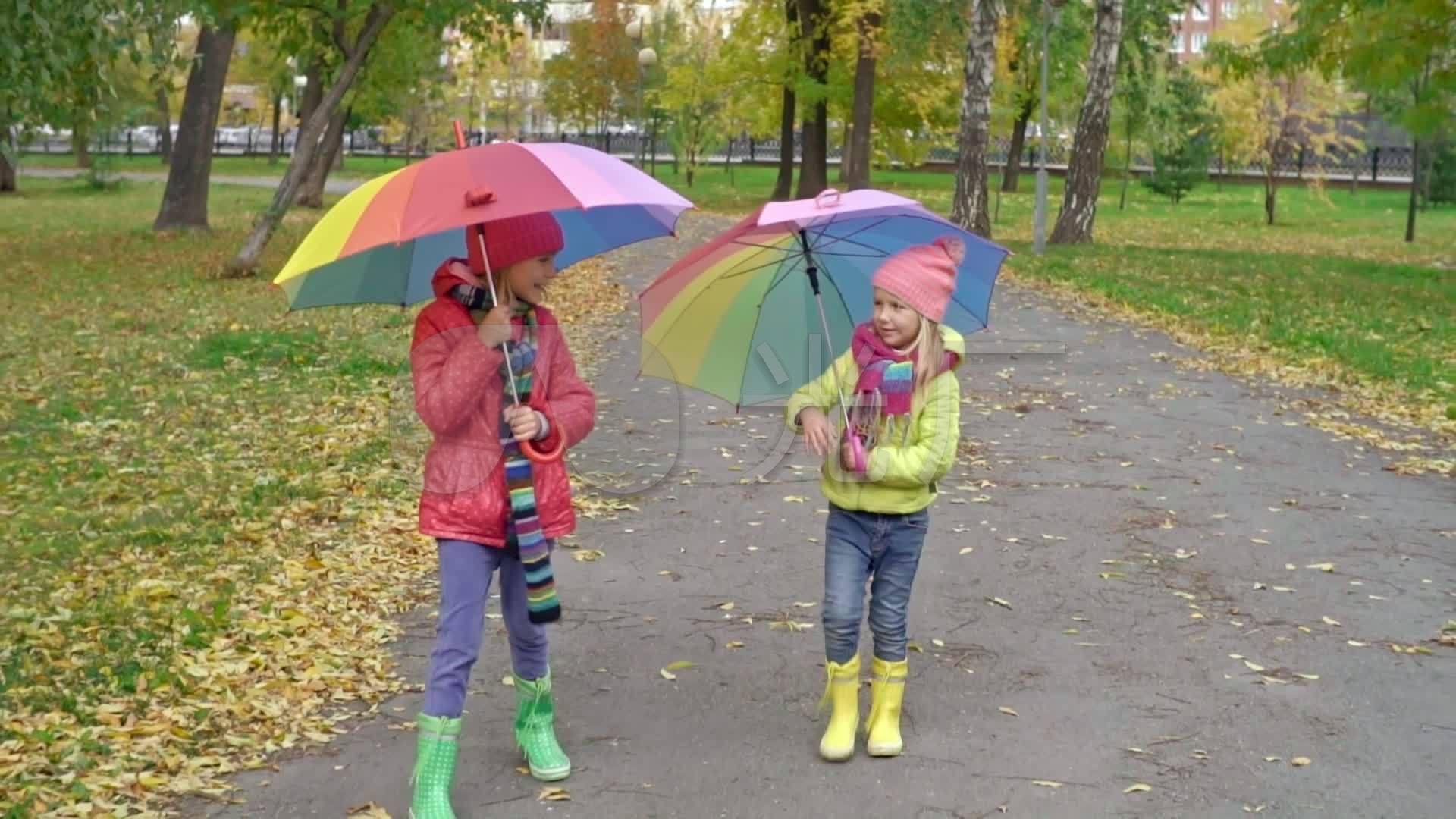 下雨雨天儿童小女孩打伞雨伞_1920x1080_高清视频素材