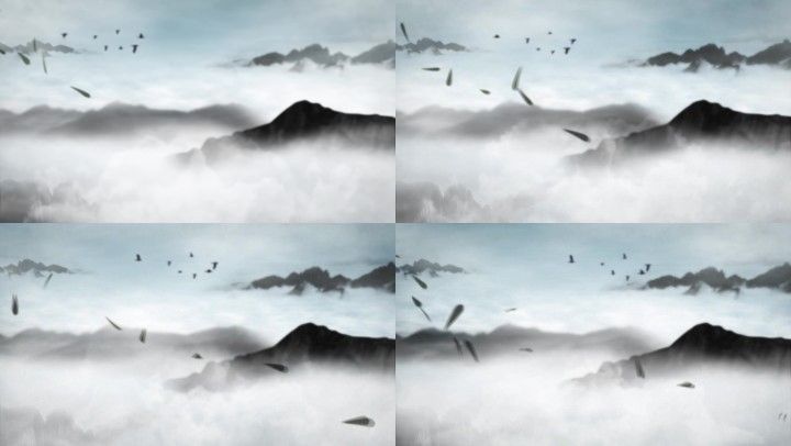 水墨大雁山水背景视频素材