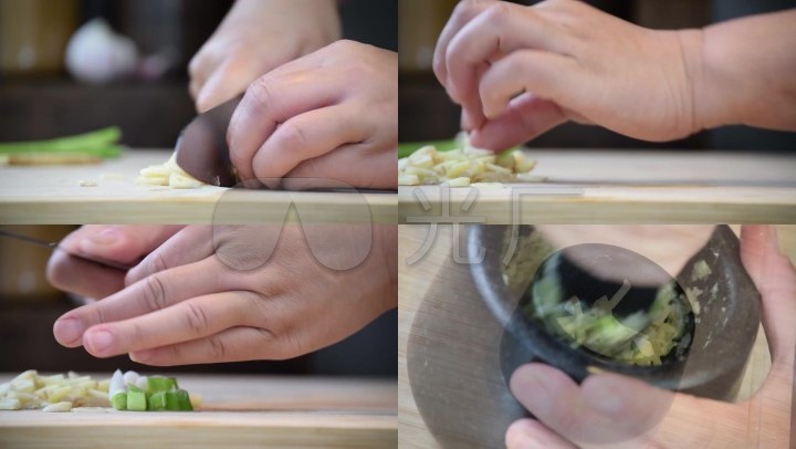 做菜做饭切菜食物大蒜姜生活