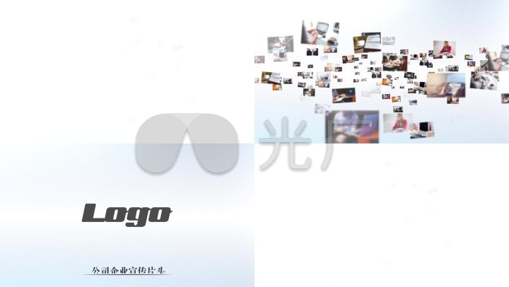 照片飞入汇聚企业logo片头动画ae模板